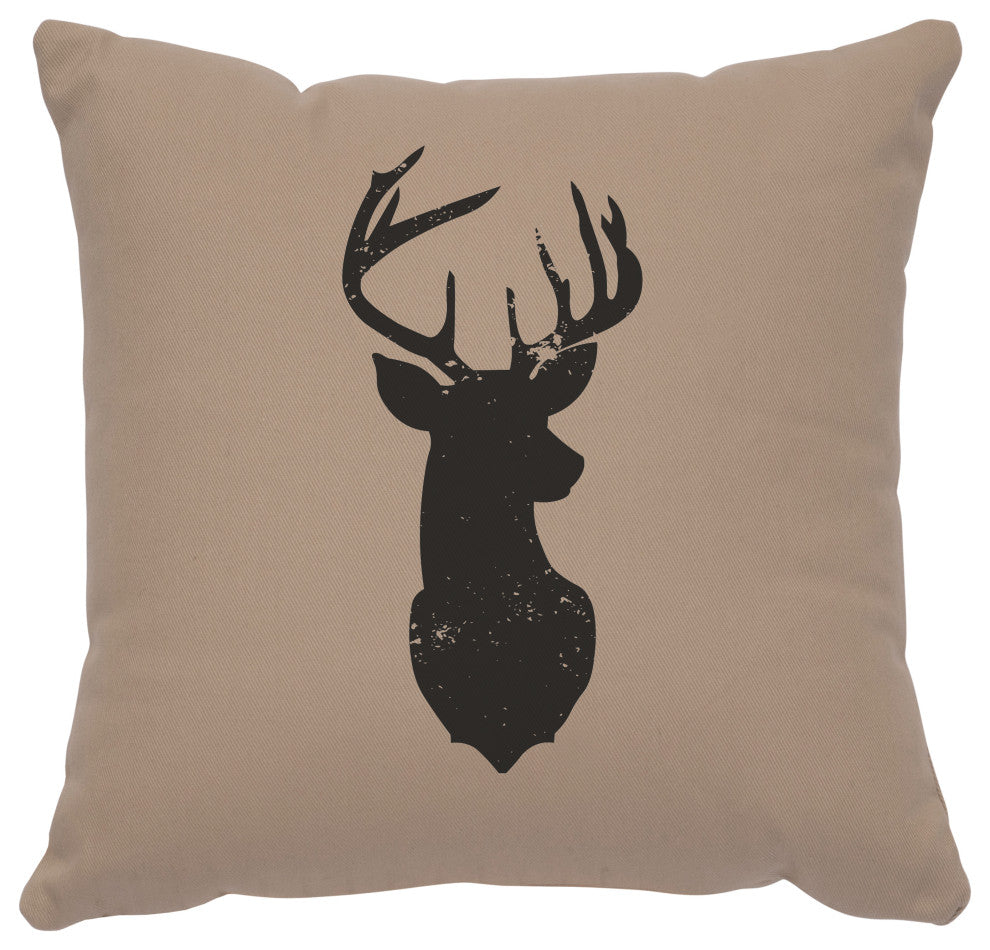 Image Pillow 16x16 Deer Head Silhouette Cotton Alabaster