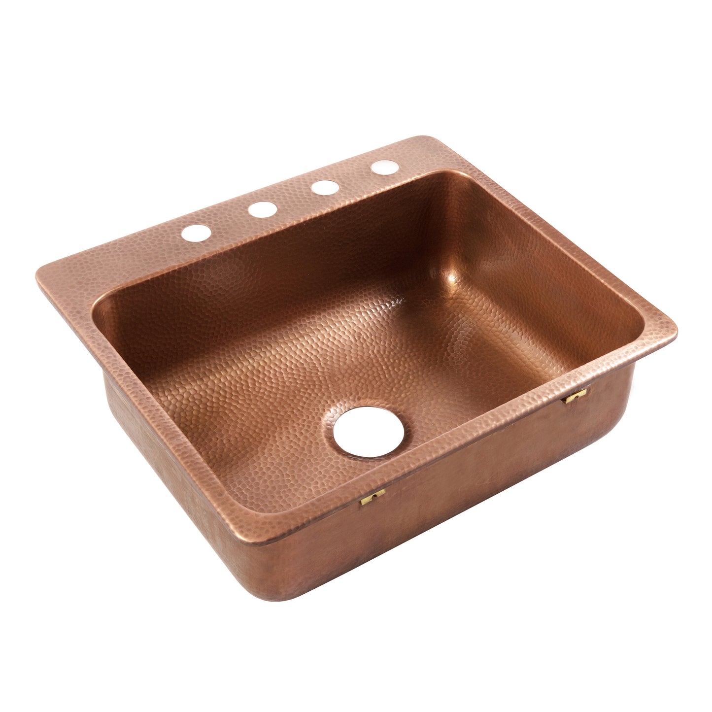 Angelico Copper 25" Single Bowl Drop-In Kitchen Sink With 4 Holes