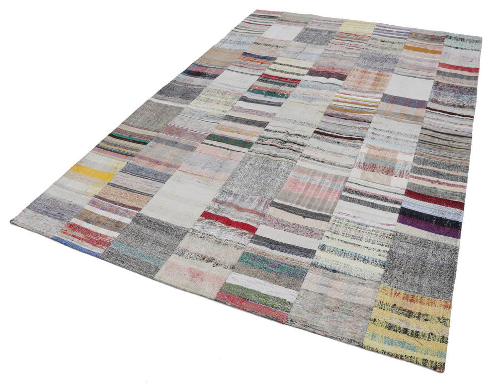 Rug N Carpet - Handmade Turkish 6' 7'' x 9' 10'' Tribal Patchwork Kilim Rug