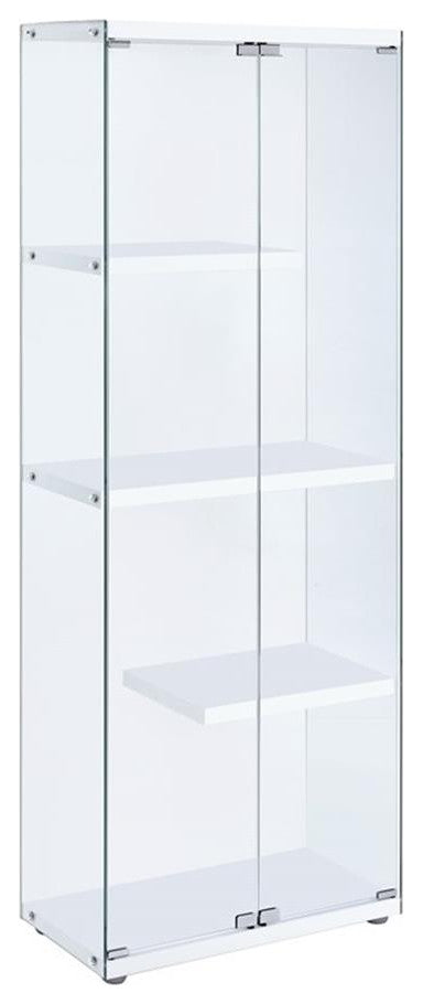 Bowery Hill 68"H Contemporary 3-Shelf Glass Display Cabinet in Clear