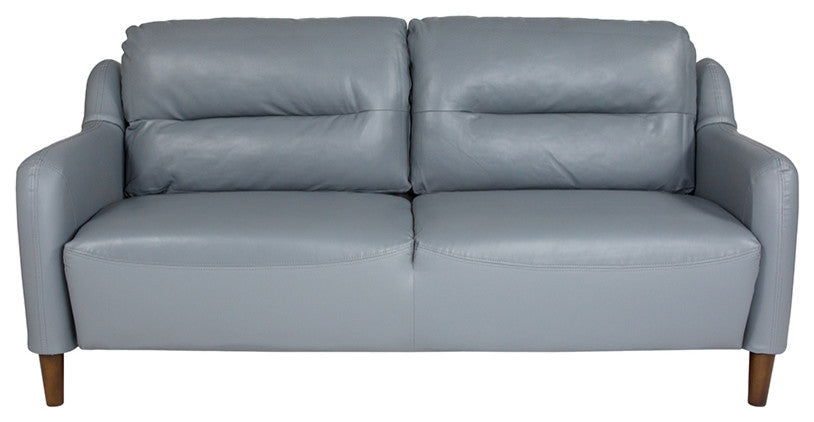 Newton Hill Upholstered Bustle Back Sofa in Gray Leather