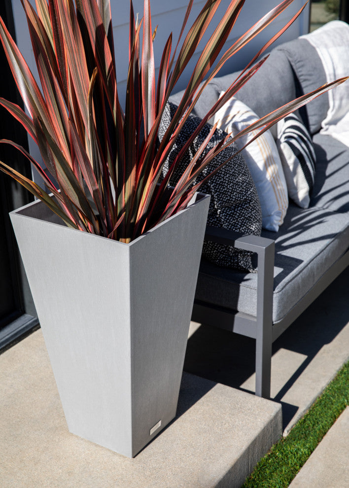 Midland Tall Square Planter, Gray, 26'', 2 Pack