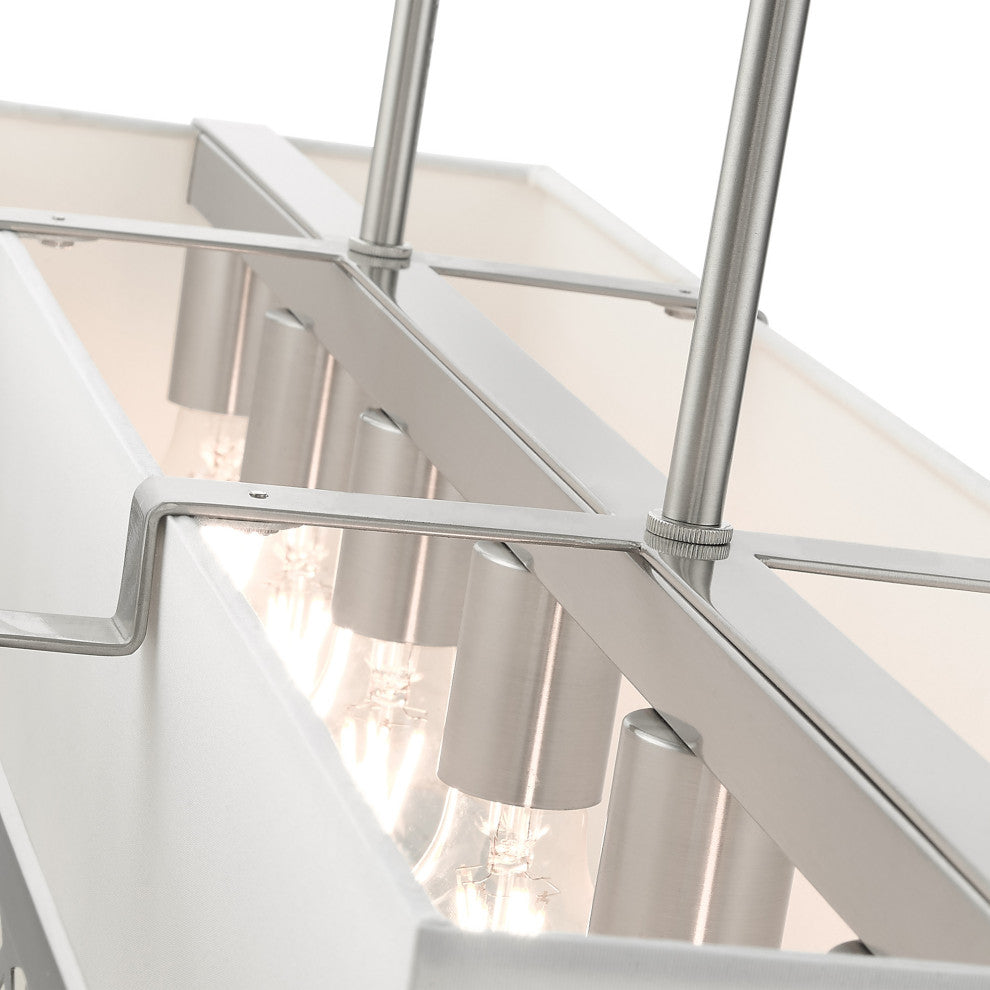 Brushed Nickel Fretwork, Ornamental, Sophisticated Linear Chandelier