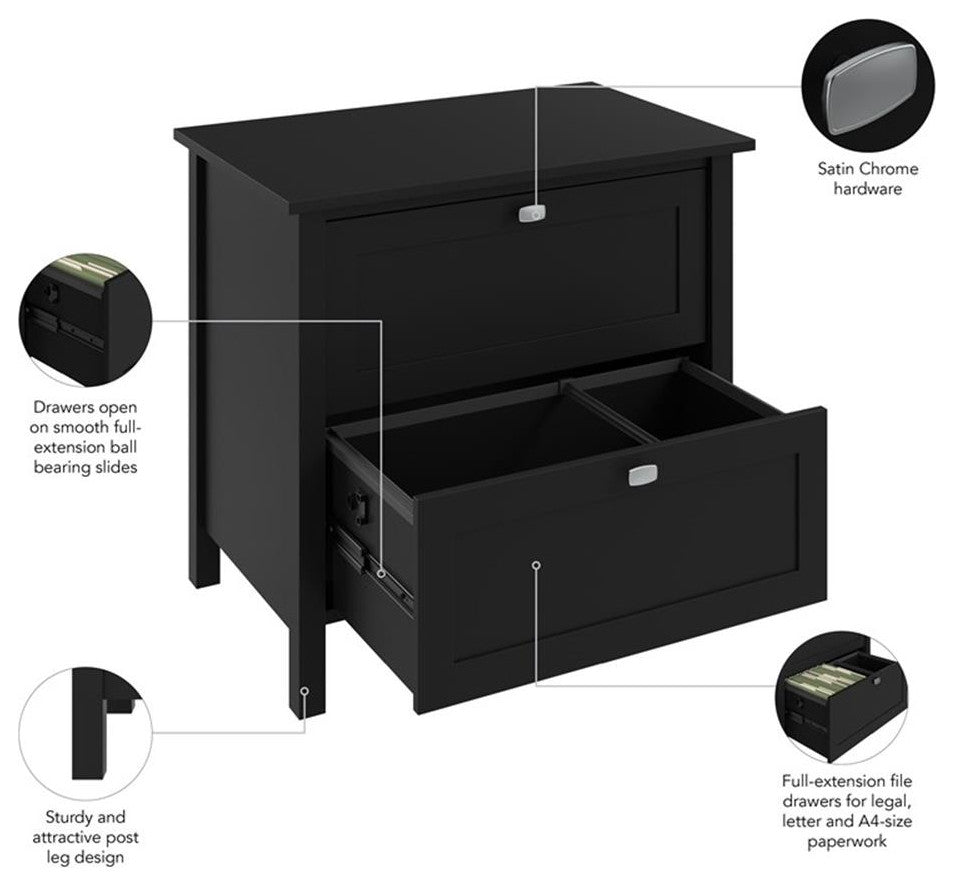 Broadview 2 Drawer Lateral File Cabinet in Classic Black - Engineered Wood