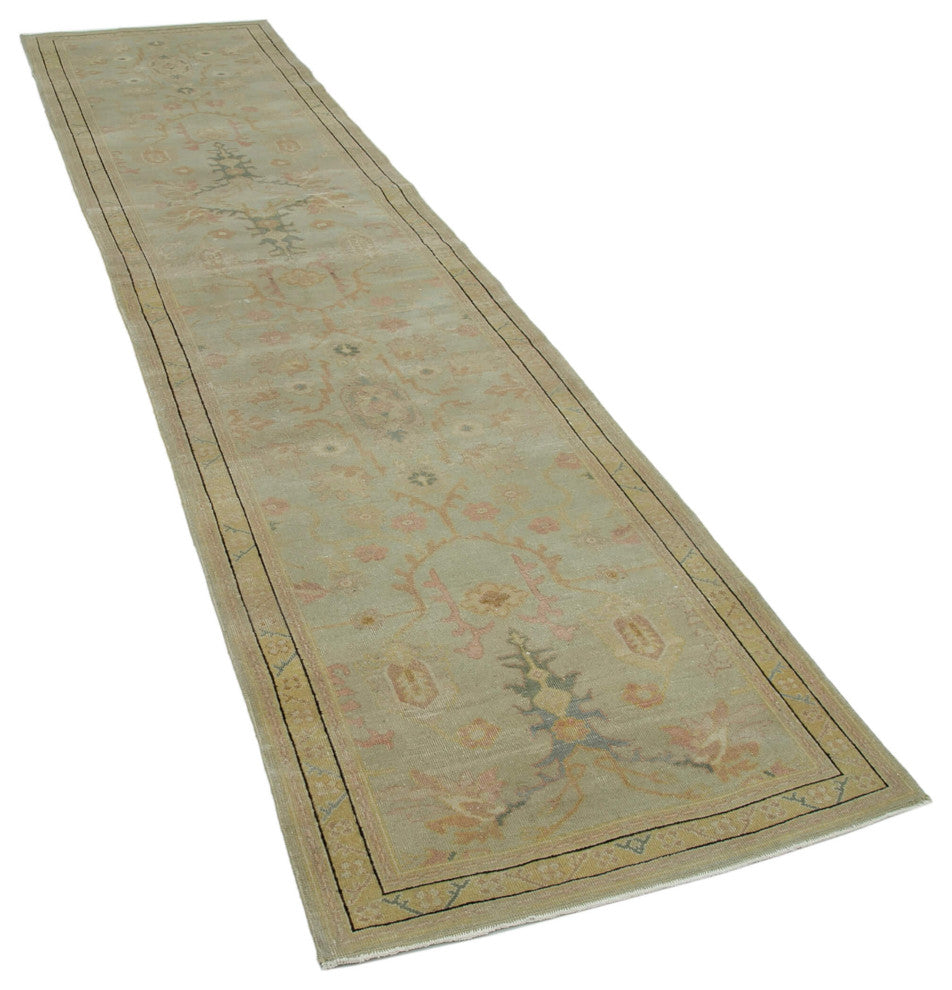 Rug N Carpet - Handmade Oriental 2' 10" x 11' 9" Runner Oushak Area Rug