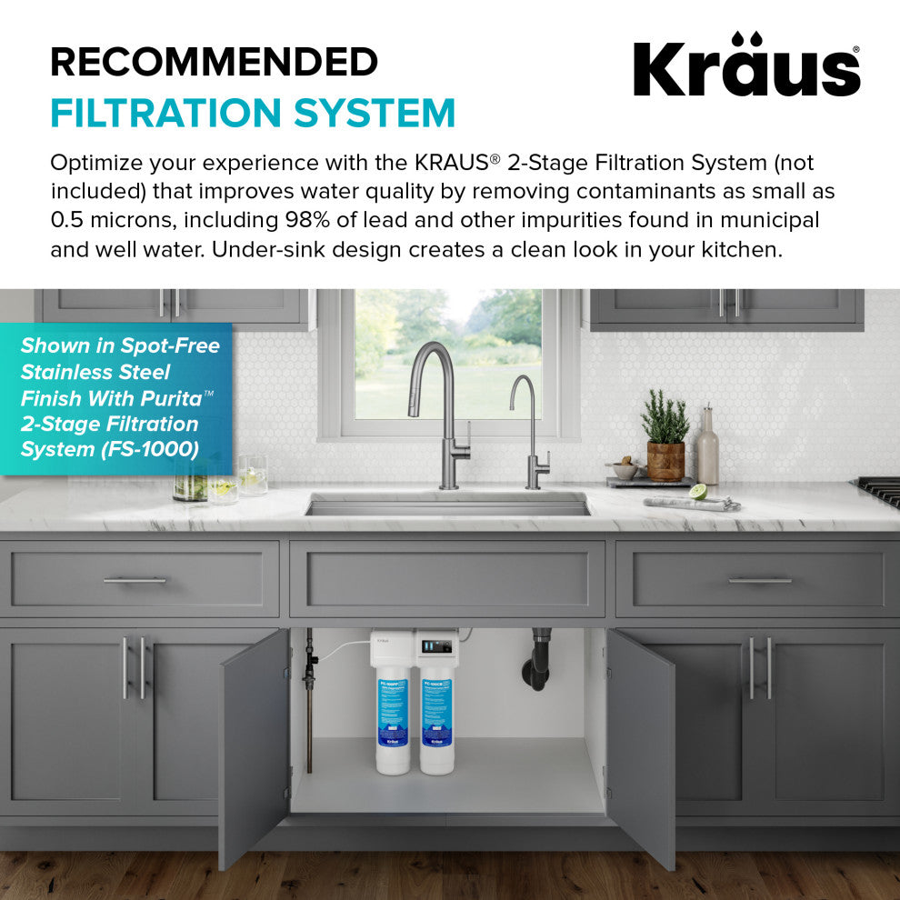 KRAUS Oletto 1-Handle Drinking Water Filter Faucet, Brushed Brass
