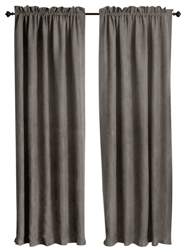 108"x52" Microsuede Blackout Curtain Panels, Set of 2, Steel Grey