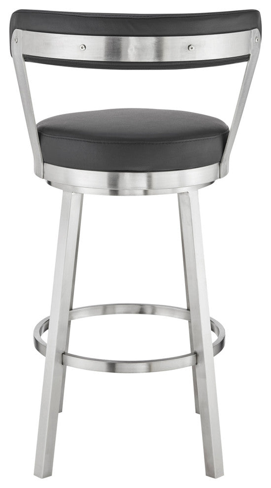 Bryant Swivel Stool, Brushed Stainless Steel/Black, Bar Height
