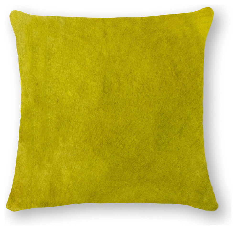 Natural Torino Cowhide Pillow 18"x18", Yellow