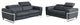 Prato Genuine Italian Leather Modern Sofa and Loveseat, Dark Gray