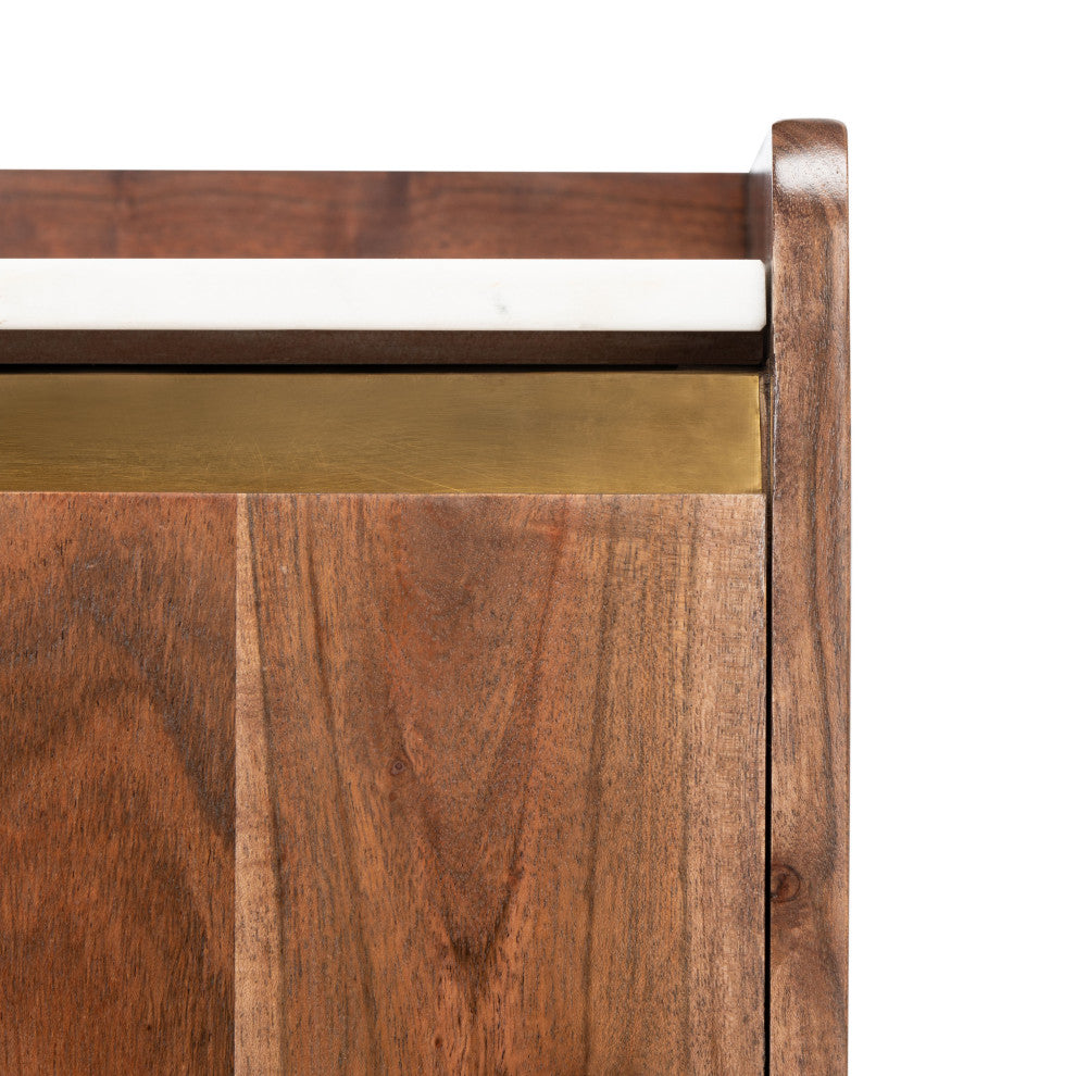 Safavieh Couture Milana Marble Bar Cabinet, Walnut/White
