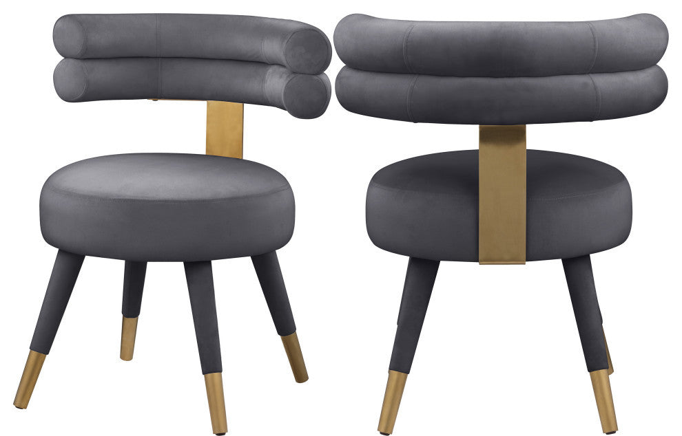 Fitzroy Velvet Upholstered Dining Chair (Set of 2), Gray