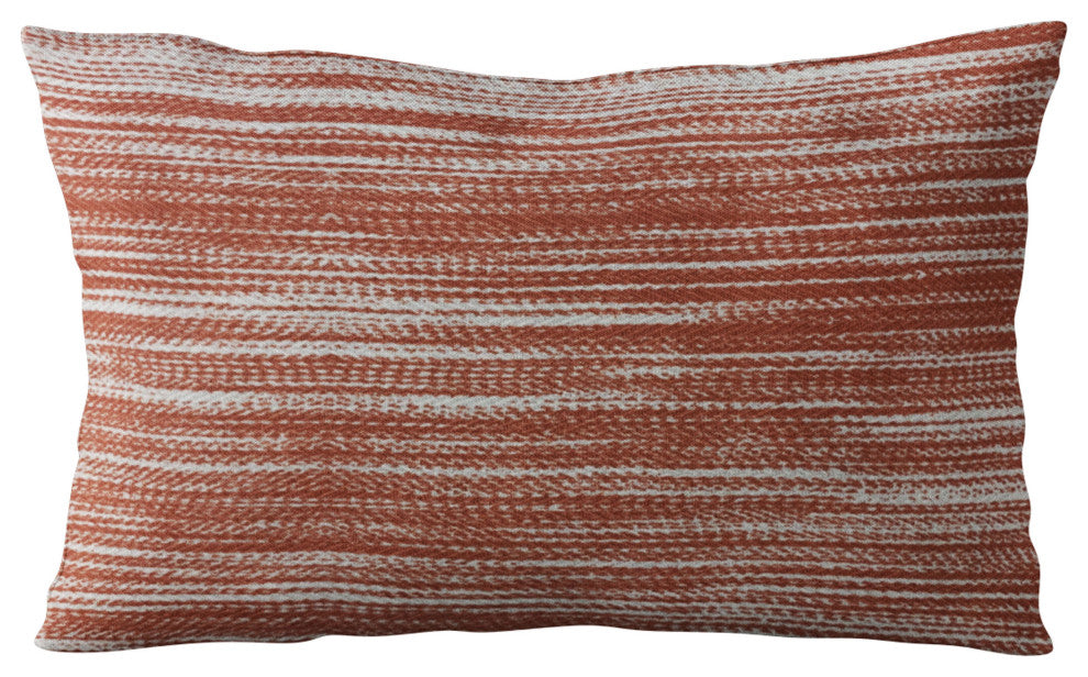 Plutus Red Beige Shower Stripe Luxury Throw Pillow, 12"x20"