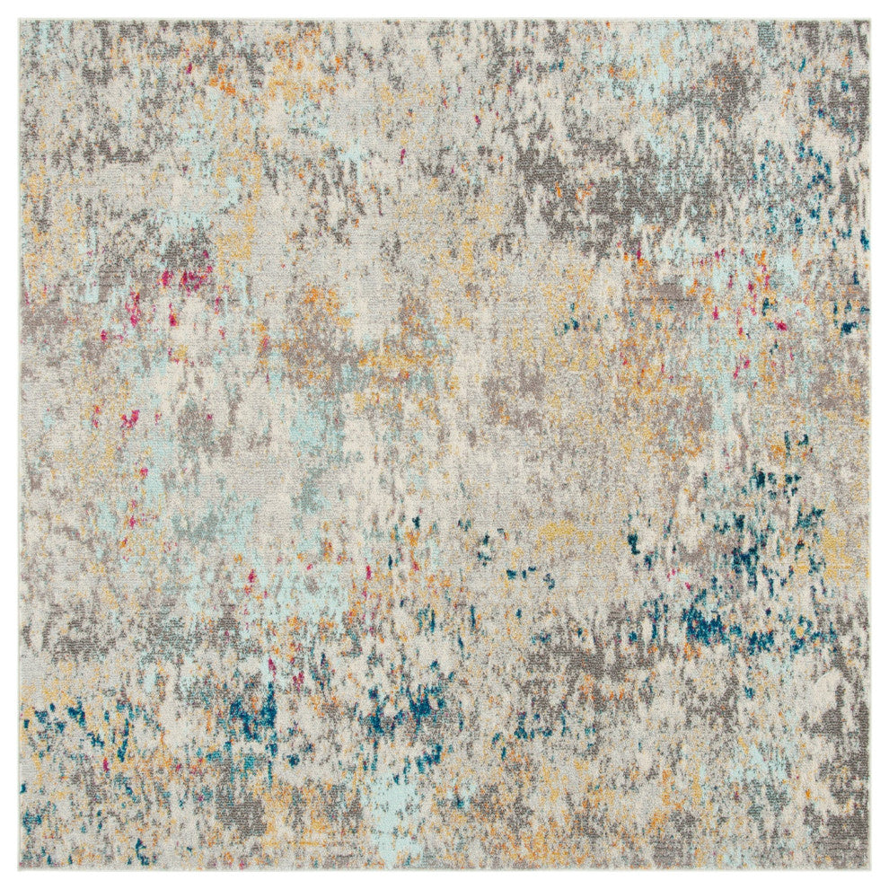 Safavieh Madison Mad453F Organic and Abstract Rug, Gray and Gold, 9'0"x9'0" Square