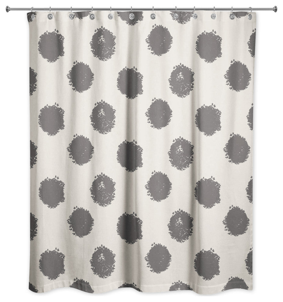 Black Polka Dots on White 71x74 Shower Curtain