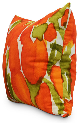 Sunset Tulip Decorative Floral Throw Pillow, Orange, 18"