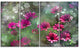Red and Pink Flowers on Green, Large Floral Canvas Artwork, 48"x28", 4 Panels