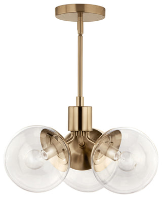 Silvarious 16.5" 3 Light Convertible Pendant, Champagne Bronze, Clear Glass