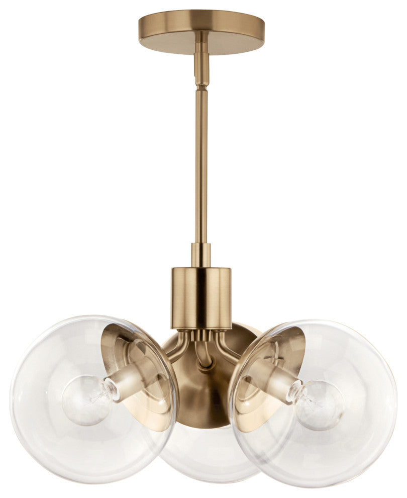 Silvarious 16.5" 3 Light Convertible Pendant, Champagne Bronze, Clear Glass