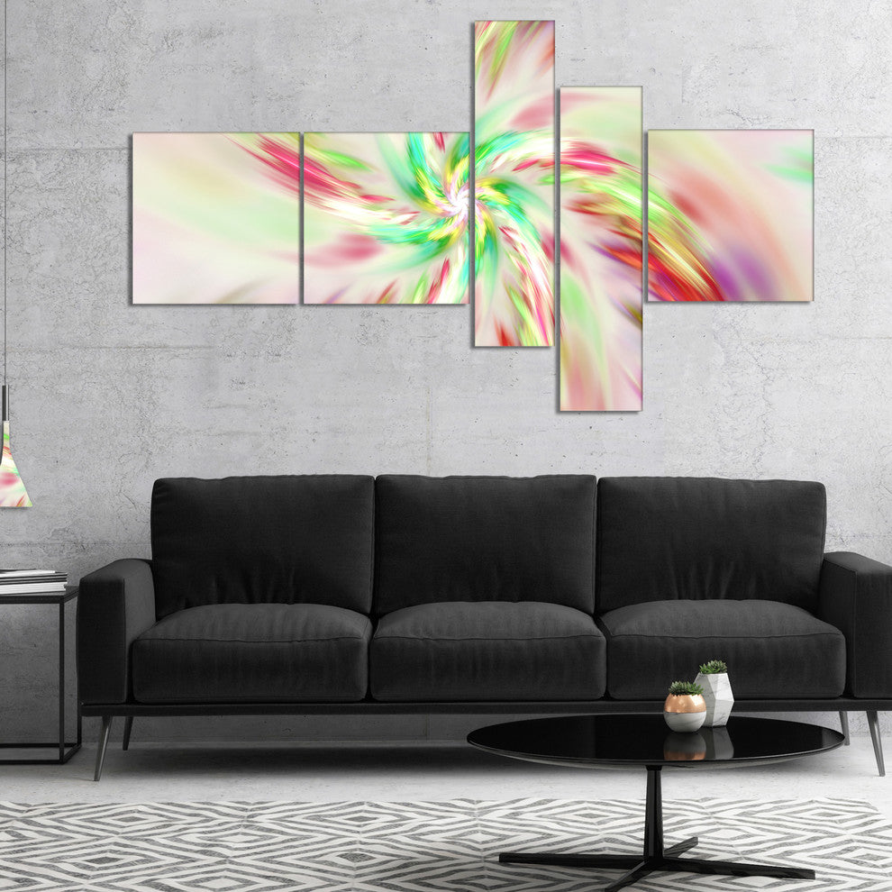 Exotic Multi Color Spiral Flower, Abstract Canvas Art Print, 60"x32", 5 panels