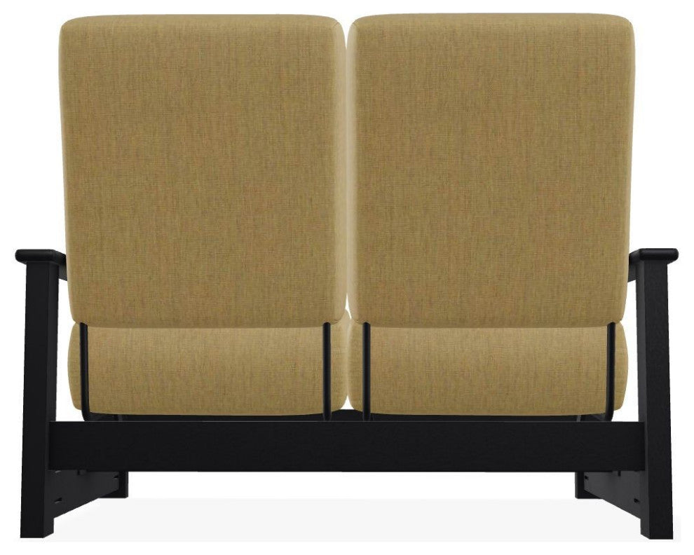 Leeward Deep Seat Outdoor Loveseat with Hidden Motion, Stucco/Black