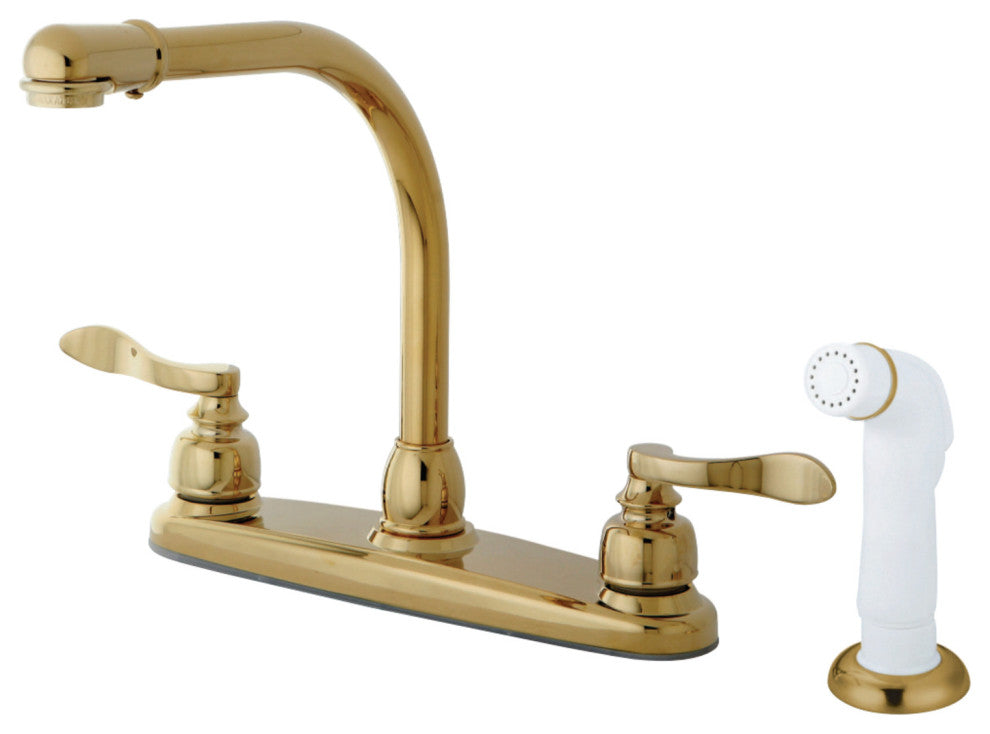 Kingston Brass Centerset Kitchen Faucet, Polished Brass