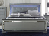 Algiers Full LED Bed, Silver Alligator Embossed