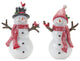 Snowman With Cardinal Birds Figurine, Set of 2