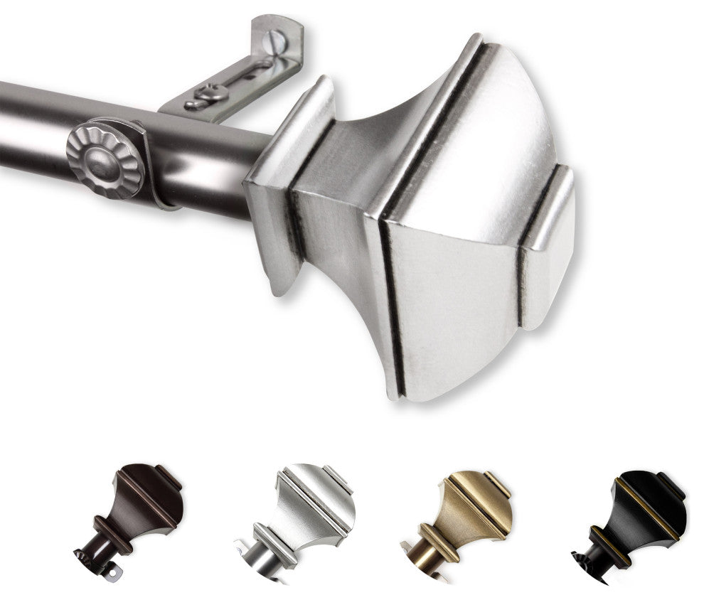 Vicky 13/16" Diameter Curtain Rod, Satin Nickel, 18-28"