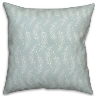Leaf Branch Pattern Light Blue 16x16 Spun Poly Pillow