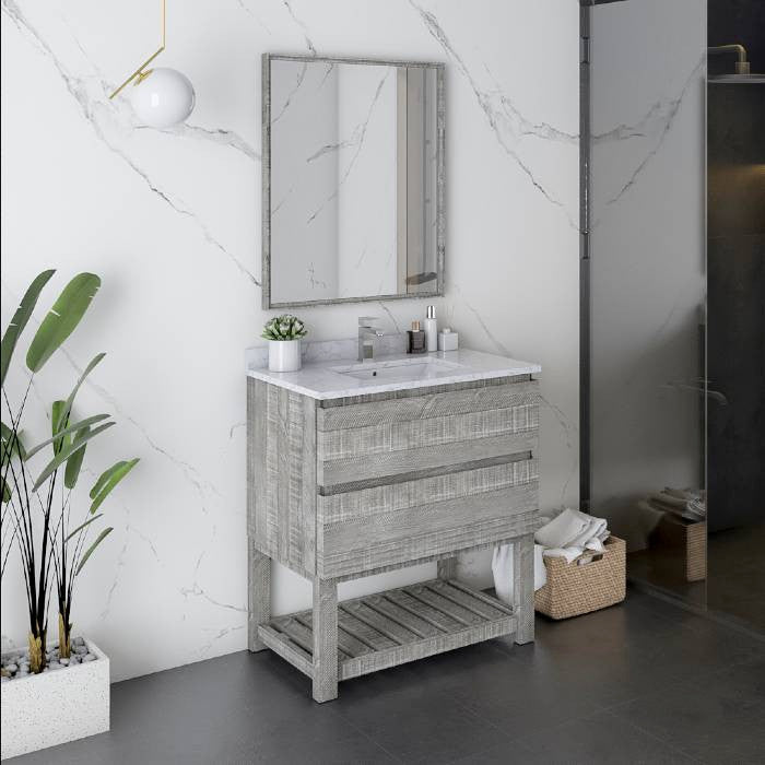 Fresca Formosa Modern 30" Ash Open Bottom Single Sink Vanity, Faucet Fft3111ch