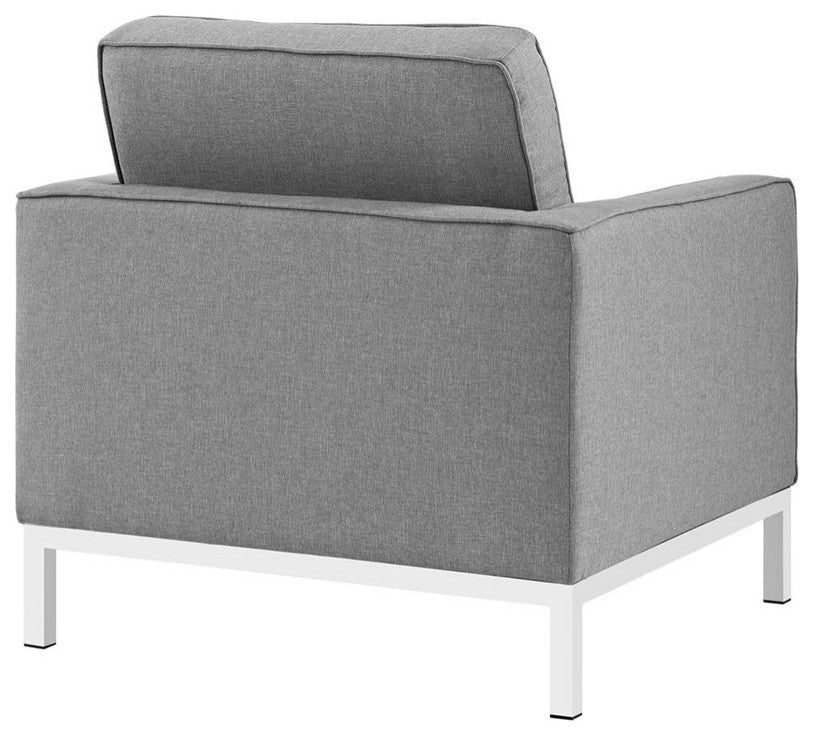 Light Gray Loft Armchairs Upholstered Fabric Set of 2