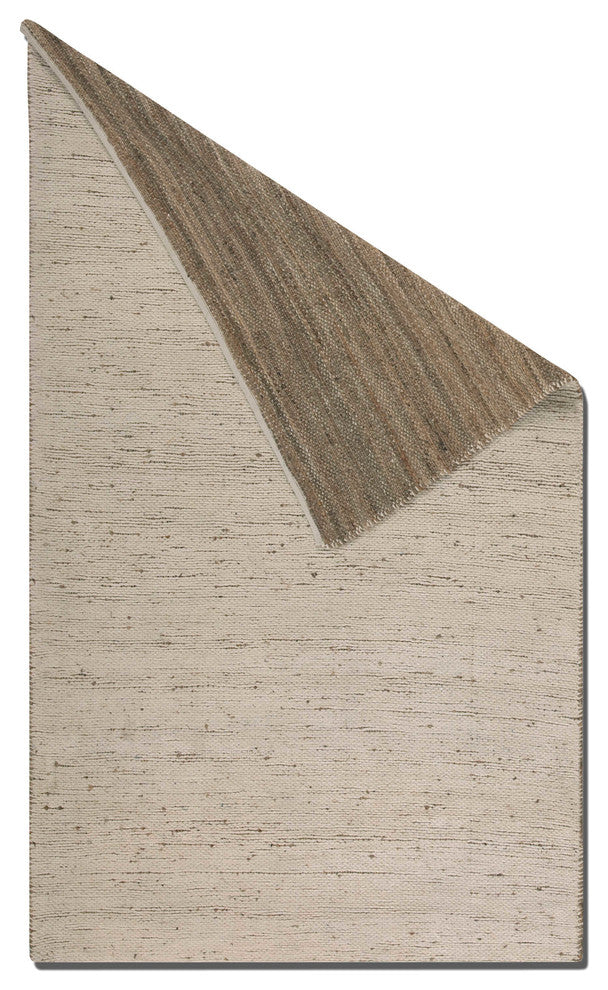 Elegant Reversible Cream White Beige Brown Area Rug 8 x 10 Cotton Chenille Hemp