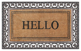Hello Rubber And Coir Paisley Border Double Doormat, 30"x48"