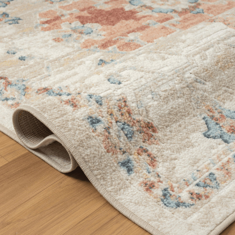 5' x 7' Ivory Medallion Area Rug