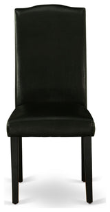 5Pc 42" Kitchen Table, Two 9"Drop Leaves, Four Chair, Pu Leather Color Black
