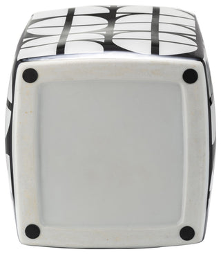 Ceramic 16"H Square Jar, Lid, Black/White