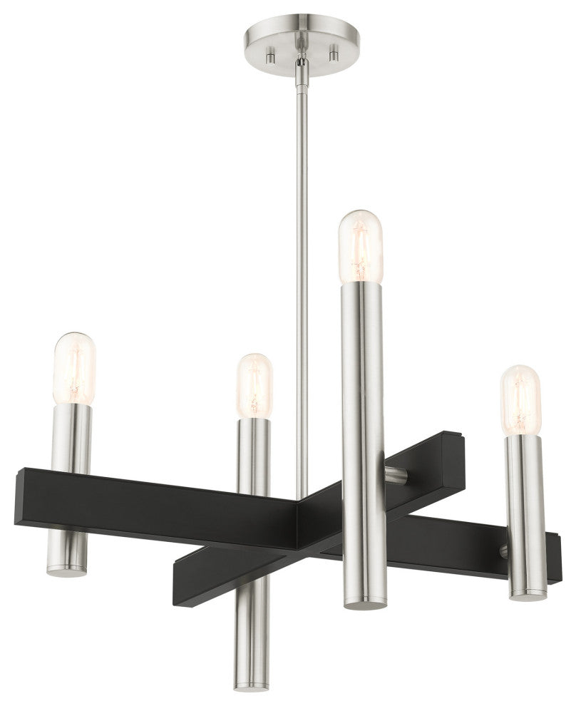 Brushed Nickel Mid Century Modern, Urban, Scandinavian, Chandelier