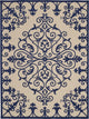8 x 11 Navy Medallion Indoor Outdoor Area Rug