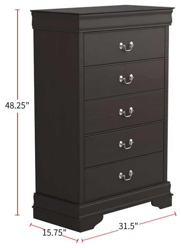 5 Drawers Wood Chest, Cappuccino