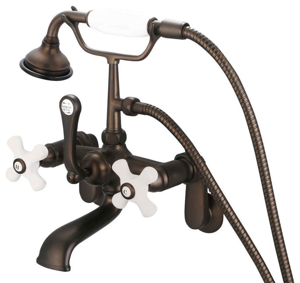 Vintage Classic Wall Mount Tub Faucet With Handshower, Oil Rubbed Bronze Finish
