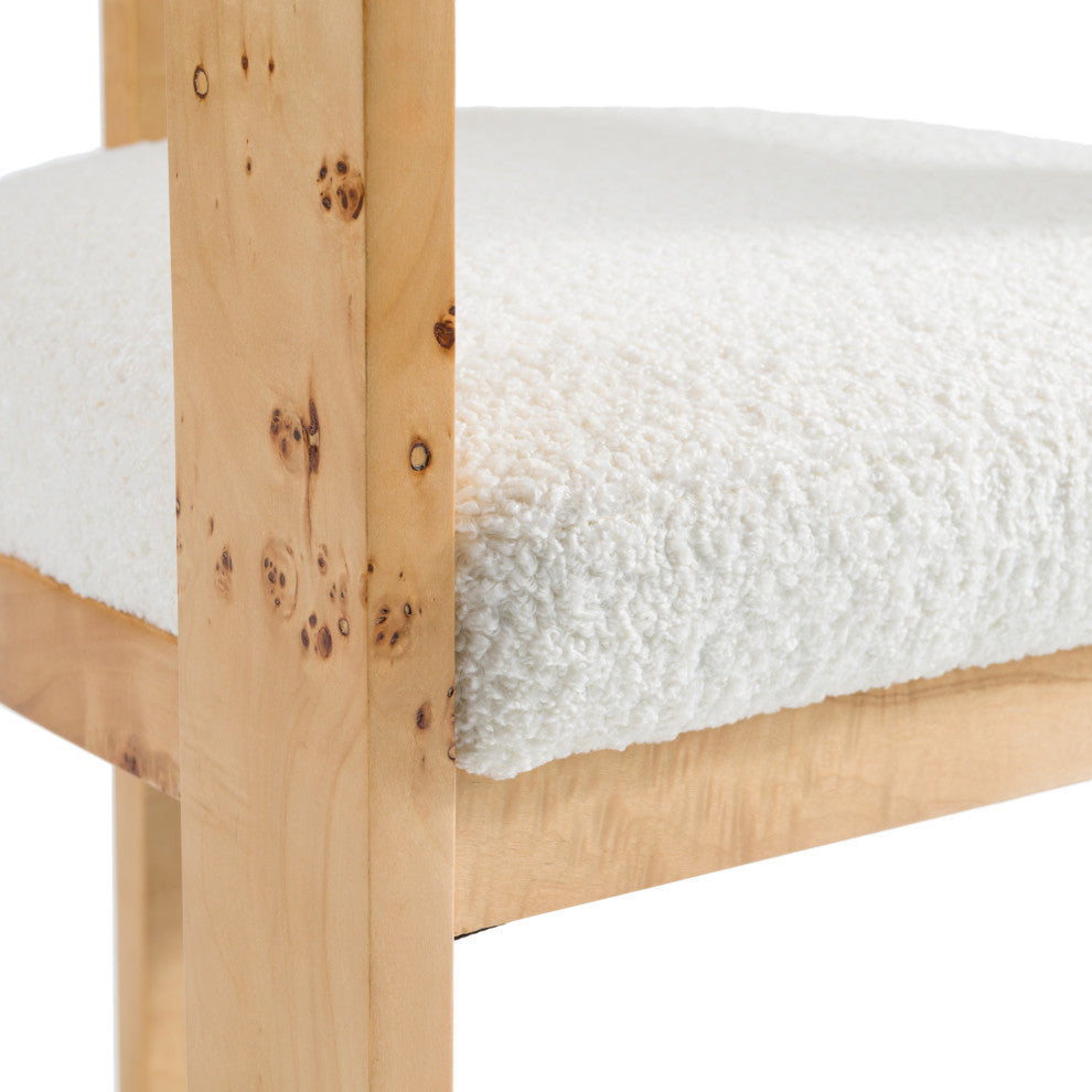 Modrest Letha Modern Cream Fabric + Burl Dining Chair