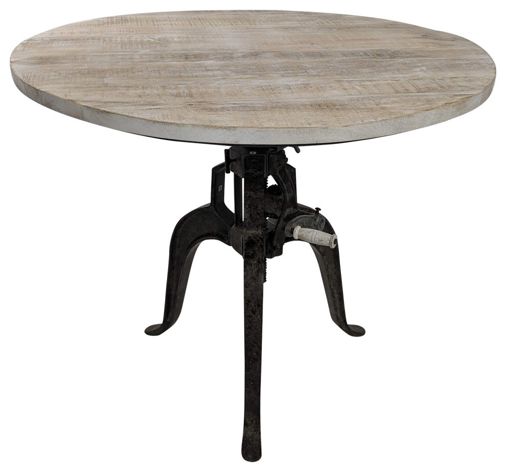 Bentley Adj Crank Table, Natural Drftwd/Aged Iron