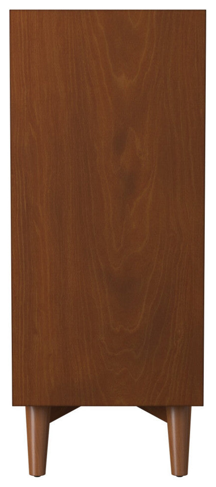 Flynn Mid Century Modern 4 Drawer Chest With Pull Out Tray, Acorn