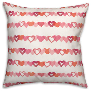Watercolor Heart Stripes 18"x18" Spun Poly Pillow