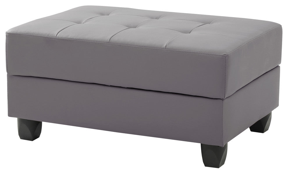 Nyla Gray Faux Leather Upholstered Storage Ottoman