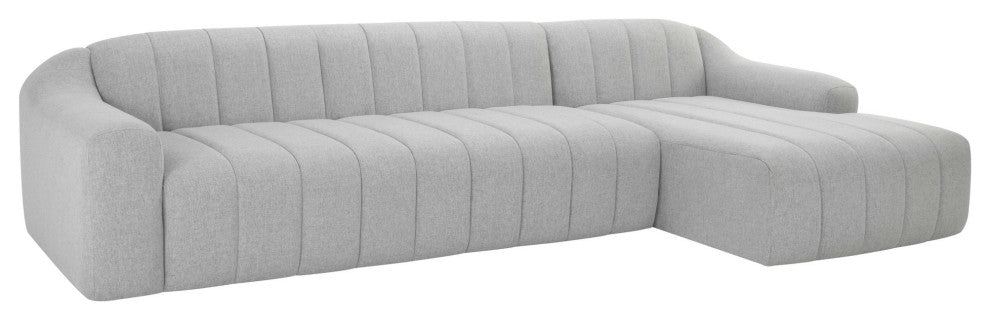Coraline Sectional Sofa, Right Facing L Grey Linen Fabric