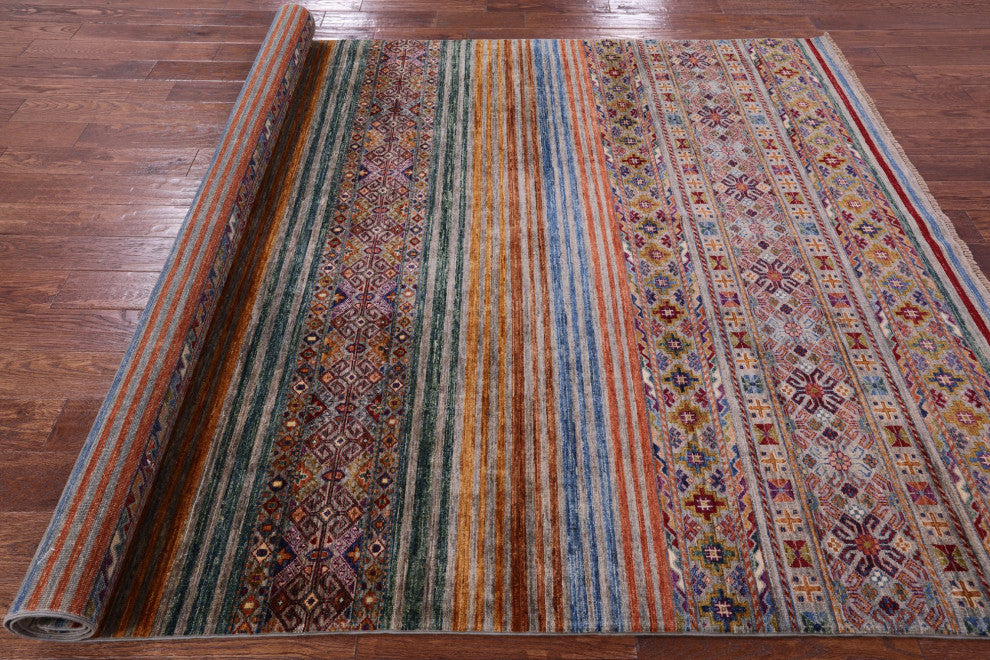 6' 7" X 9' 8" Super Kazak Khorjin Handmade Wool Rug - Q12300