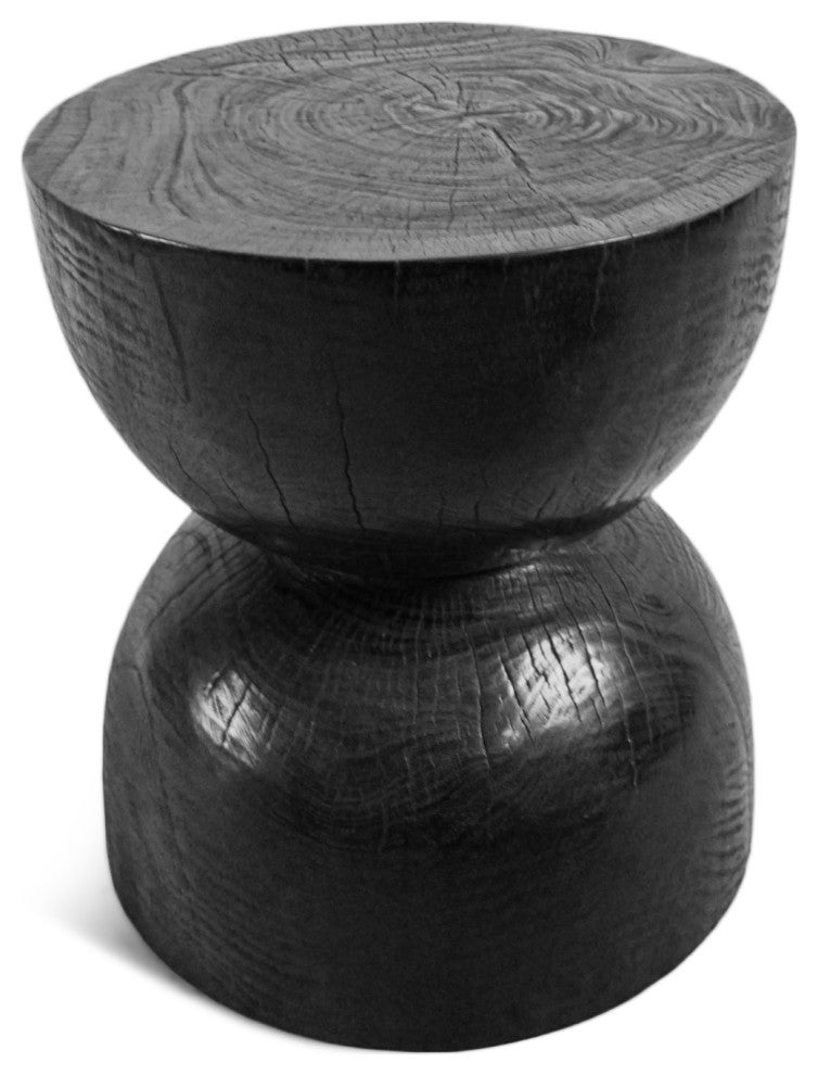 Ebony Hourglass Wood Stool Table
