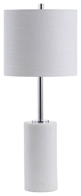 Aksel 25.5" Marble LED Table Lamp, White, Chrome